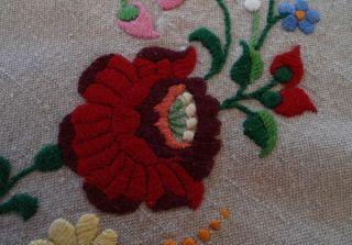  Tablecloth Topper Hungarian Embroidered Red Flowers Peppers