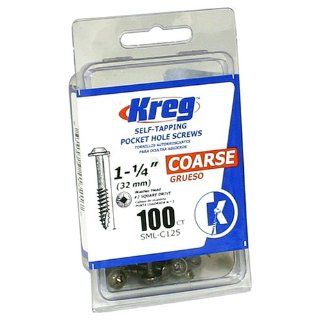 Kreg SML C125 100 1 1/4 Inch 8 Coarse Washer Head Pocket Screws, 100