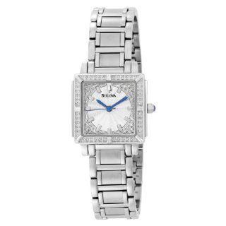 Bulova Womens 96R129 Silver Dial 100 Diamonds Bracelet Watch Watches