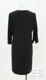 Hussein Chalayan Black Wool Cut Out 3 4 Sleeve Straight Dress Size 42