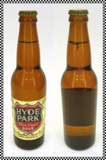 1940s Vintage Paper Label Hyde Park 12oz Beer Bottle