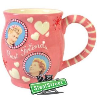 Love Lucy Best Friends Inscription Coffee Mug with Pink Heart Design