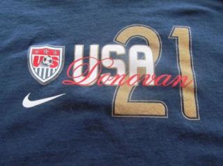 Landon Donovan 21 Soccer Mens T Shirt Team USA Logo World Cup Blue L