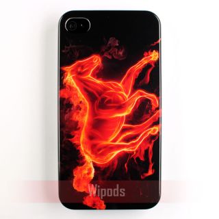 Flaming Fire Horse Black Plastic Hard Case Cover Skin for Apple iPhone