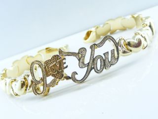 14k GF Heart Hugs Kisses I Love You Bracelet 7 5 Gift