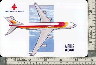 British Aerospace Iberia Airbus A340 1980s Airline Sticker Very RARE