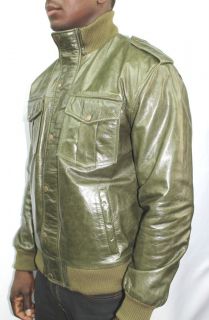 Mens Genuine Leather Jacket Brown Bomber XL
