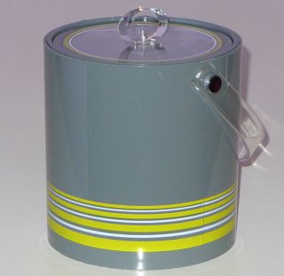 Retro 1980s Vintage Acrylic Ice Bucket w Neon Pin Stripes