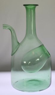 Retro Green Blown Glass Wine Bottle with Ice Storage