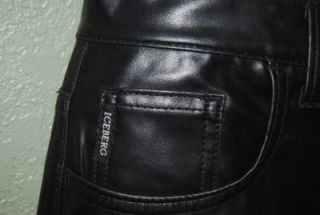 Iceberg Jeans Vintage 80s Vinyl Leather Look Skinny Black Pants Size
