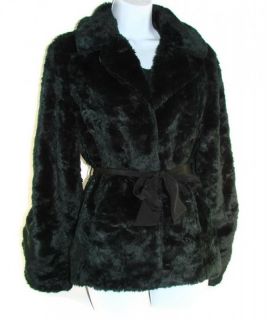 Womens Beaver Coat by Ideology Black Faux Fur Jacket Size Large
