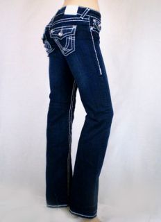 La Idol Dark Blue Jeans White Stitching Bootcut Sz 0 15