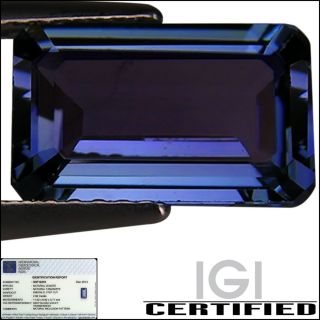 IGI Certified 2 66 ct AA Natural DBlock Tanzanite Emerald Cut Blue