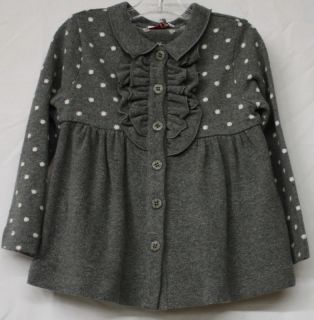 IL Gufo Grey Ruffle Dress with Pink Dots for Girls