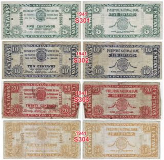  1941 1944 Mixed Lot of 8 Iloilo Emergency Circulating Notes
