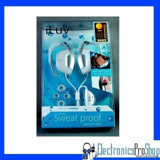 iLuv I303 White I303WHT sweat Proof in Ear Sports Ear Clip Headphones