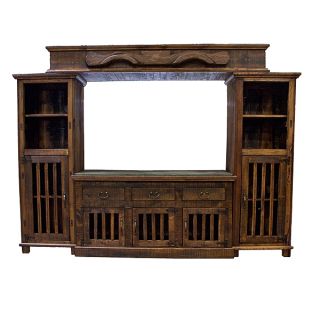 Rustic Entertainment Center TV Stand Dark Finish Western Real Wood