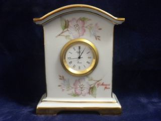 Imperia Limoges Mini Mantle Clock Rehausse Main Porcelain 22K Made