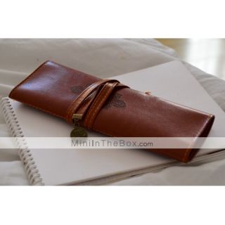 Vintage Brown Leather Pen Bag Pencil Case
