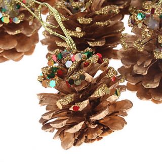 12 Pack 3cm 1 Sequin Pinecones Christmas Tree Ornaments (Random Color