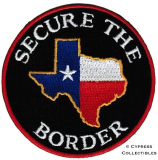  THE BORDER PATCH   TEXAS IMMIGRATION LAWS FLAG APPLIQUE IRON ON BIKER