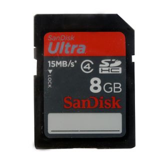 USD $ 23.99   8GB SanDisk SDHC Memory Card (Class 4),