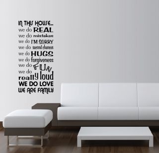 In This House We do Vinyl Wall Word Art Quotes Sayings Lettering