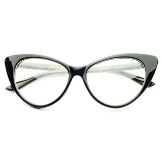 Retro Vintage Style Clear Lens Cat Eye Glasses Eyeglasses in Black
