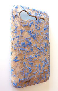 For HTC Droid Incredible s 2 6350 Designer Blue Cork Phone Cover Case