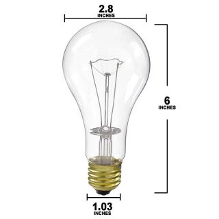  S3983 200W 130V A23 Clear E26 Base Incandescent Light Bulb