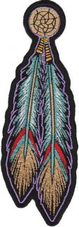 Tribal Feathers Indian Ladies Embroidered Biker Patch