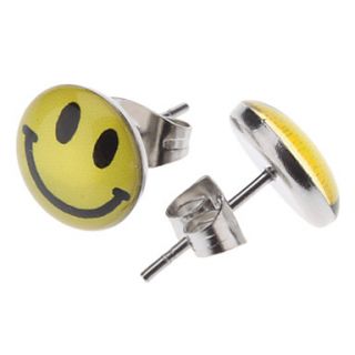 EUR € 1.28   Happy Face Stainless Steel Oorbellen, Gratis Verzending