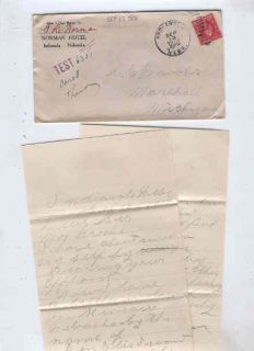 Oldhal Indianola NE 1915 Letter Norman Hotel