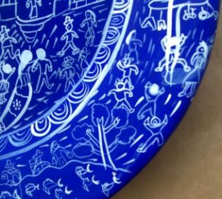 Peruvian Folk Art Clay Handpainted Pottery Wall Plate