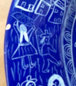 Peruvian Folk Art Clay Handpainted Pottery Wall Plate