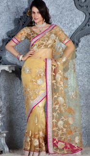 Attractive Gota Lace Work Saree Indian Party Wear Sari