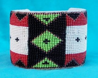Dog Soldier Mens Native American Indian Beaded Cuff Bracelet