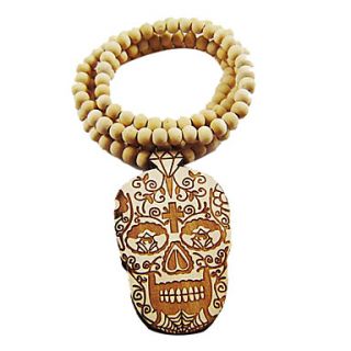 EUR € 5.42   mooie schedel patroon houten ketting, Gratis Verzending