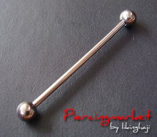   Titanium Long Industrial Bar Barbell Ring Body Piercing Jewelry 13A