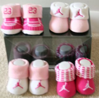 pair gift set Nike Air Jordan 23 Baby Booties socks crib shoes pink