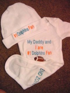 Miami Dolphins Baby Infant Newborn Onesie Hat Set