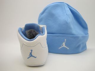  ] Infants Crib Air Jordan 5 Retro White Blu Soft Bottom Gift Pack Cap