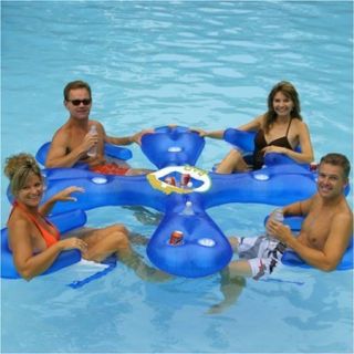Inflatable Lake River Floating Pool Island Raft Mat with Ice Chest w