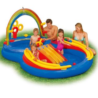 Inflatable Pool Rainbow Pool Play Activity Center Outdoor Kids Pool