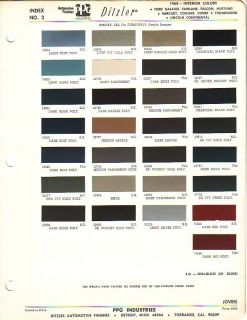  Galaxie Mercury Comet Lincoln Interior Color Paint Chips