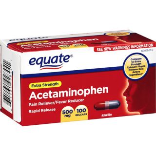 Acetaminophen Rapid Release Gels 100 Gelcaps Equate
