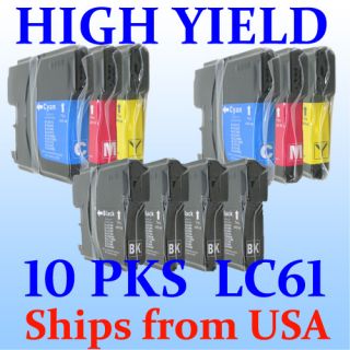 10x LC61 Series Ink Inkjet Cartridge for Brother MFC 255CW DCP 165C