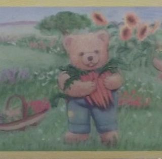  Border Bears Garden Grass Gardening Carrots Kids Room Cute Art