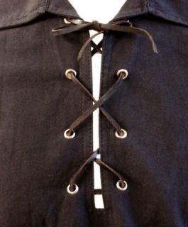 Innes & Cromb Scottish Jacobite/Jacobean Ghillie Kilt Shirt In Black