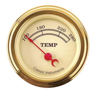 New Classic Instruments Vintage Water Temperature Temp Gauge, Gold